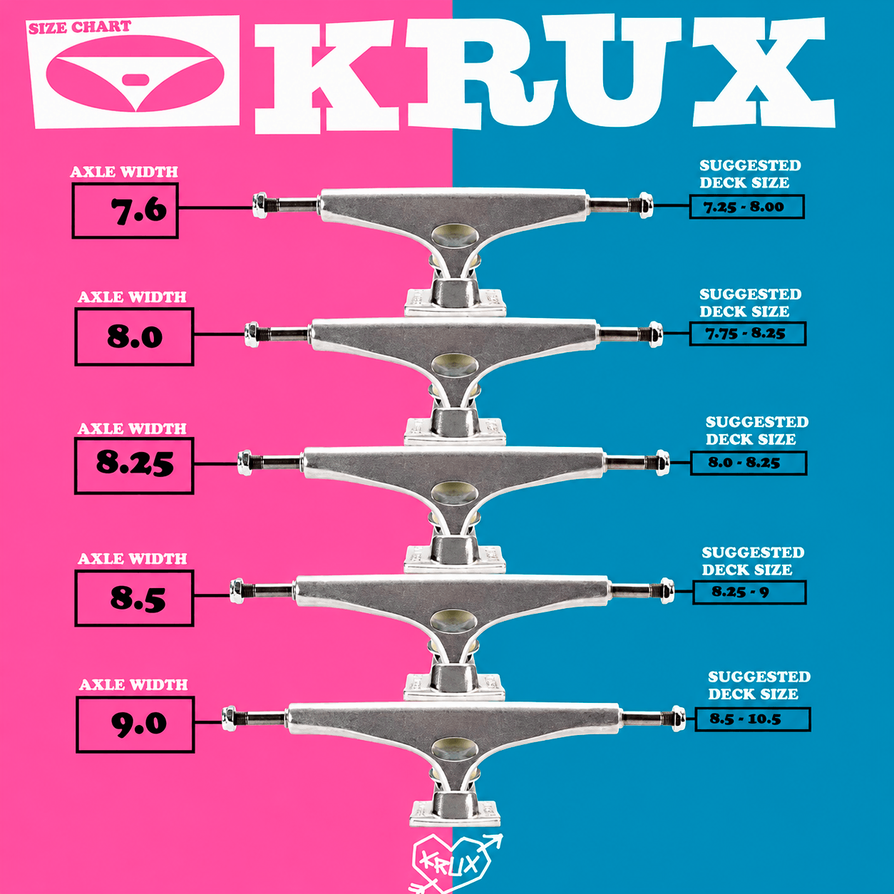 Размеры подвесок KRUX Размеры подвесок KRUX