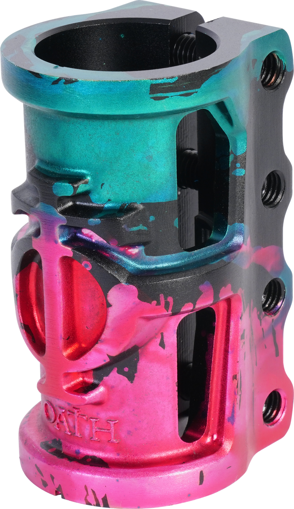 Зажим для трюкового самоката Oath Cage v2 SCS (зеленый / розовый / черный)