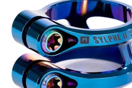 Купить Зажим для трюкового самоката Ethic sylphe double clamp V2 34.9 chrome blue