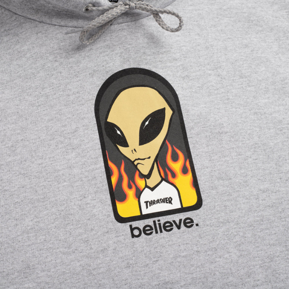 Толстовка Thrasher X AWS - Believe Hoodie Grey