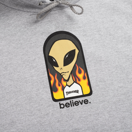 Купить Толстовка Thrasher X AWS - Believe Hoodie Grey