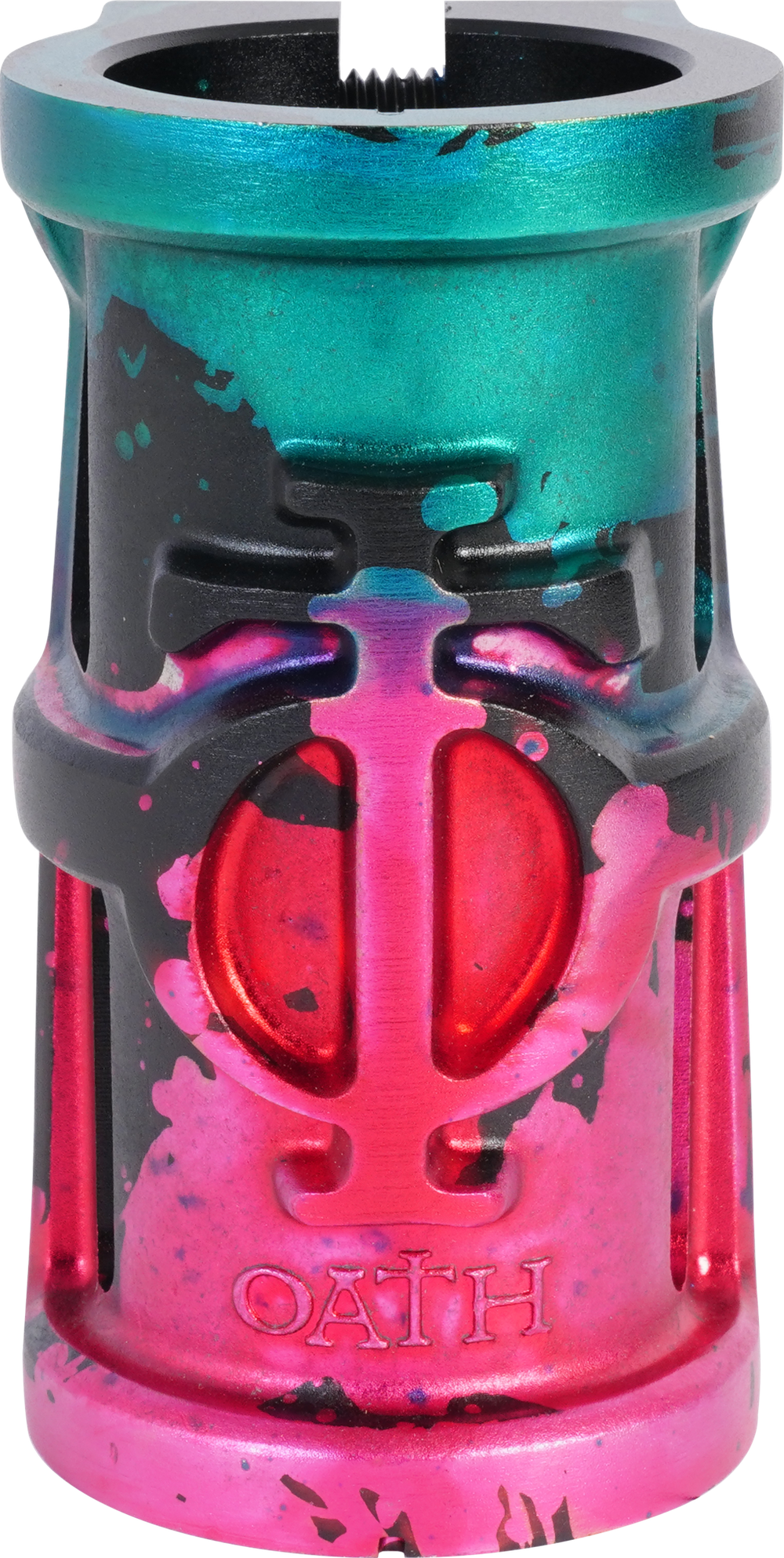 Зажим для трюкового самоката Oath Cage v2 SCS (зеленый / розовый / черный)